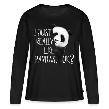 J'adore les pandas, d'accord? panda drôle - T-shirt manches longues Premium bio Femme - noir - Devant - Julia (174cm)