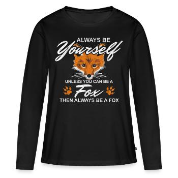 Cadeau intelligent Fox Animal Woodlander Clever - T-shirt manches longues Premium bio Femme - noir - Devant - Julia (174cm)