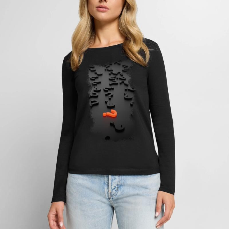 Effet de point d'interrogation de conception 3D T-shirt manches longues Premium bio Femme