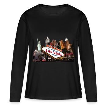 Las Vegas Famous Shield Skyline - Women's Premium Organic Long Sleeve Shirt - black - Front - Julia (174cm)