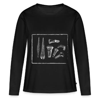 outils - T-shirt manches longues Premium bio Femme - noir - Devant - Julia (174cm)
