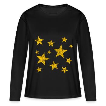 Étoiles ciel étoilé étoiles rétro vintage - T-shirt manches longues Premium bio Femme - noir - Devant - Julia (174cm)