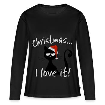 grumpy Weihnachten cat Katze ironisch Geschenk - Frauen Premium Bio Langarmshirt - Schwarz - Vorne - Julia (174cm)