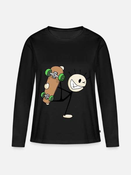 Skater skating Skateboard Tricks cooles Geschenk - Frauen Premium Bio Langarmshirt - Schwarz