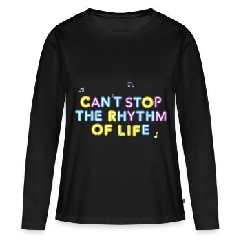 Spüren Sie den Rhythmus des Lebens – Original Vibe T-Shirt - Frauen Premium Bio Langarmshirt - Schwarz - Vorne - Julia (174cm)