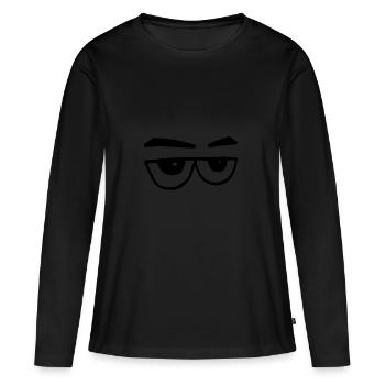 yeux drôles / ennuyés - T-shirt manches longues Premium bio Femme - noir - Devant - Julia (174cm)
