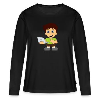Nerd informatique Internet - T-shirt manches longues Premium bio Femme - noir - Devant - Julia (174cm)
