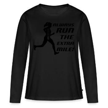 Toujours exécuter le mile supplémentaire! (Femme) - T-shirt manches longues Premium bio Femme - noir - Devant - Julia (174cm)