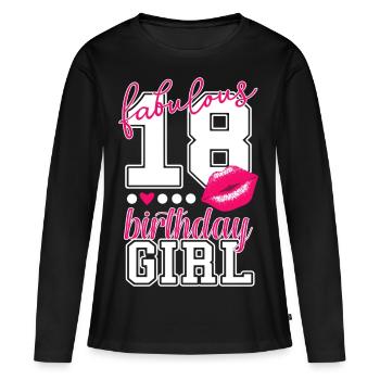 fabulous 18 birthday girl 18th birthday pink Kiss - Women's Premium Organic Long Sleeve Shirt - black - Front - Julia (174cm)