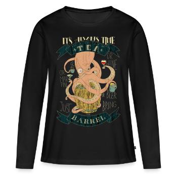 Kraken Vintage - T-shirt manches longues Premium bio Femme - noir - Devant - Julia (174cm)