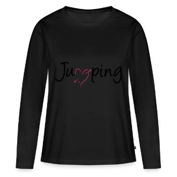 jumping trampolin girl jumpen jump Geschenk - Frauen Premium Bio Langarmshirt - Schwarz - Vorne - Julia (174cm)