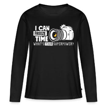 I Can Freeze what's your superpower - Camera - Frauen Premium Bio Langarmshirt - Schwarz - Vorne - Julia (174cm)