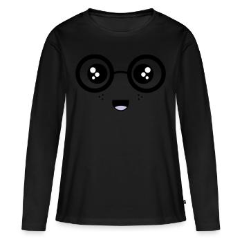 Nerdy Face - Frauen Premium Bio Langarmshirt - Schwarz - Vorne - Julia (174cm)