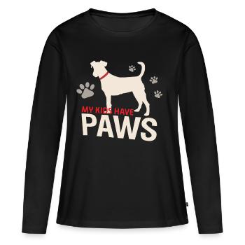 Kinder Hunde Hundepfote - Frauen Premium Bio Langarmshirt - Schwarz - Vorne - Julia (174cm)