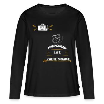 Fotografie - Frauen Premium Bio Langarmshirt - Schwarz - Vorne - Julia (174cm)