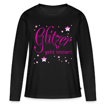 Glitter fonctionne toujours - T-shirt manches longues Premium bio Femme - noir - Devant - Julia (174cm)