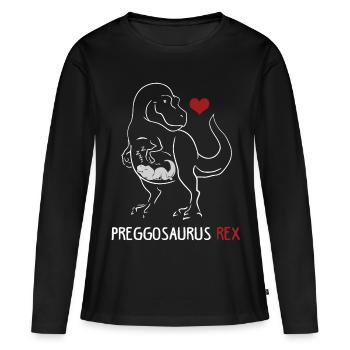 Préggosaurus rex mère enceinte bébé - T-shirt manches longues Premium bio Femme - noir - Devant - Julia (174cm)