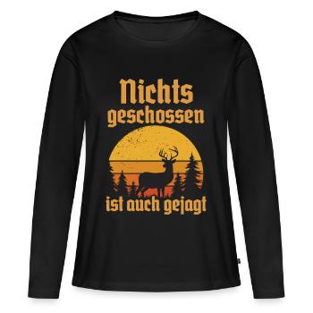 Jäger Jagd Hirsch Rotwild Jagen Jungjäger - Frauen Premium Bio Langarmshirt - Schwarz - Vorne - Julia (174cm)