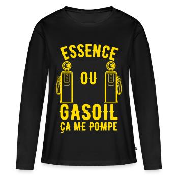 Essence ou Gasoil ça me pompe - T-shirt manches longues Premium bio Femme - noir - Devant - Julia (174cm)