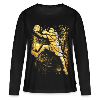 Basketteur - J’aime Basket - Slam dunk - T-shirt manches longues Premium bio Femme - noir - Devant - Julia (174cm)