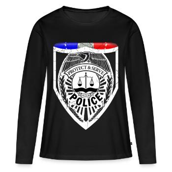 Policier - T-shirt manches longues Premium bio Femme - noir - Devant - Julia (174cm)