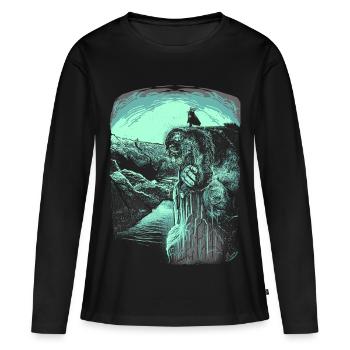 Preikestolen - Troll - Norwegen - Frauen Premium Bio Langarmshirt - Schwarz - Vorne - Julia (174cm)