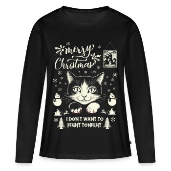 Frohe Weihnachten, ich will heute Abend nicht streiten - Frauen Premium Bio Langarmshirt - Schwarz - Vorne - Julia (174cm)