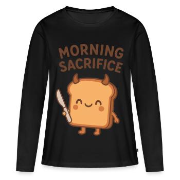 Toast du sacrifice du matin - T-shirt manches longues Premium bio Femme - noir - Devant - Julia (174cm)