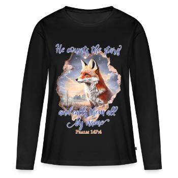 Fox Bible Verse Christian - T-shirt manches longues Premium bio Femme - noir - Devant - Julia (174cm)