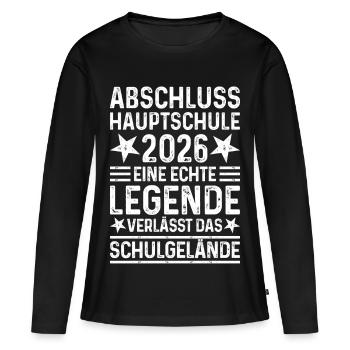 Fin d’études secondaires 2026 Terrain de l’école Legend - T-shirt manches longues Premium bio Femme - noir - Devant - Julia (174cm)