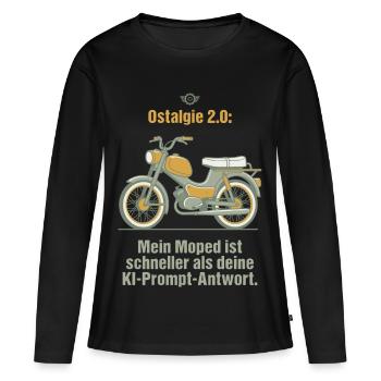 Ostalgie Moped. KI Prompt Spruch - Frauen Premium Bio Langarmshirt - Schwarz - Vorne - Julia (174cm)