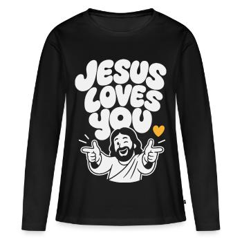 Jesus Loves You Finger Guns - Women's Premium Organic Long Sleeve Shirt - black - Front - Julia (174cm)