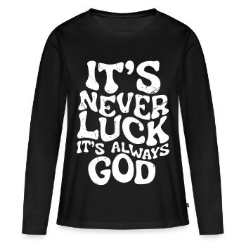 Chrétien avec une devise inspirante de foi - T-shirt manches longues Premium bio Femme - noir - Devant - Julia (174cm)