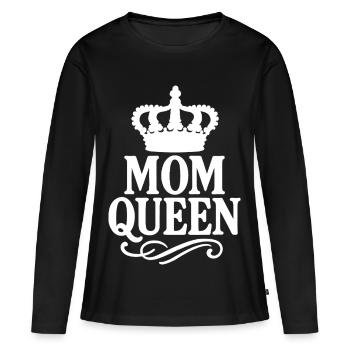 Mom Queen – Vintage Crown Statement Design - T-shirt manches longues Premium bio Femme - noir - Devant - Julia (174cm)