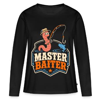 Master Baiter Angel-Wortspiel - Frauen Premium Bio Langarmshirt - Schwarz - Vorne - Julia (174cm)