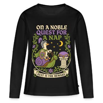 Edler Ritter auf der Suche nach Schlaf - Frauen Premium Bio Langarmshirt - Schwarz - Vorne - Julia (174cm)