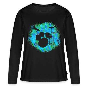 Drum instrument drummer music gift - Women's Premium Organic Long Sleeve Shirt - black - Front - Julia (174cm)