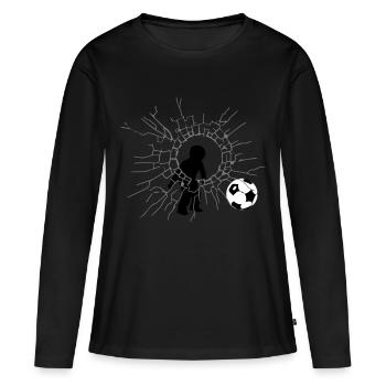 garçon de football - T-shirt manches longues Premium bio Femme - noir - Devant - Julia (174cm)