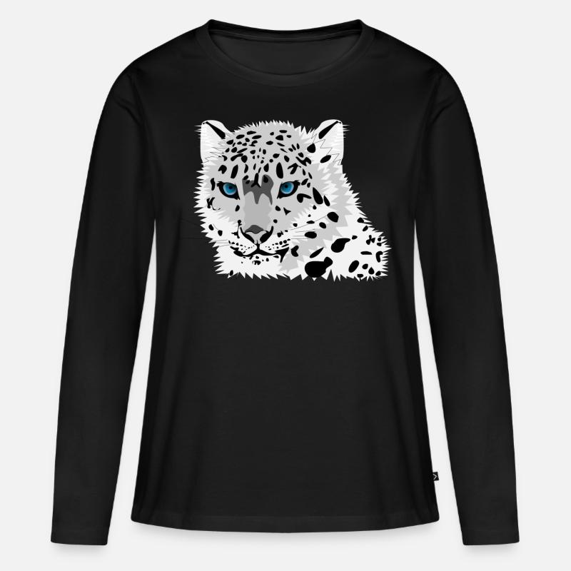 Schneeleopard - Frauen Premium Bio Langarmshirt - Schwarz