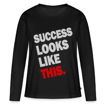 SUCCESS ressemble à ceci (blanc) - T-shirt manches longues Premium bio Femme - noir - Devant - Julia (174cm)