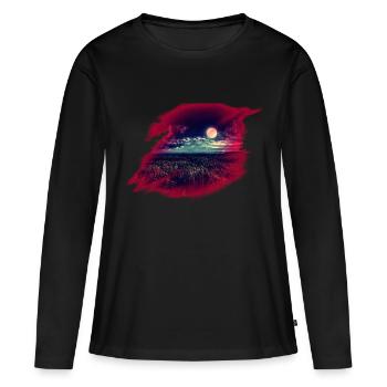 Lune - T-shirt manches longues Premium bio Femme - noir - Devant - Julia (174cm)