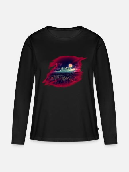 Mond - Frauen Premium Bio Langarmshirt - Schwarz