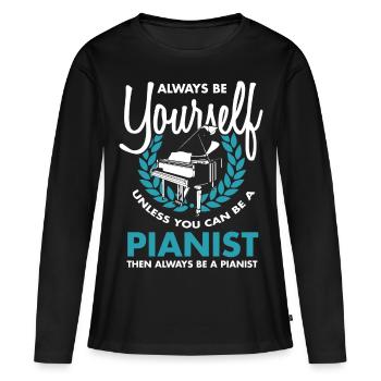 Piano Piano Pianist Music Instrument Gift - Women's Premium Organic Long Sleeve Shirt - black - Front - Julia (174cm)