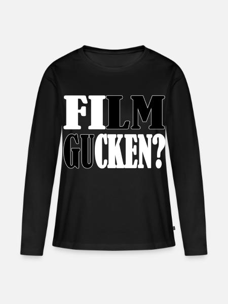 Film gucken? - Frauen Premium Bio Langarmshirt - Schwarz