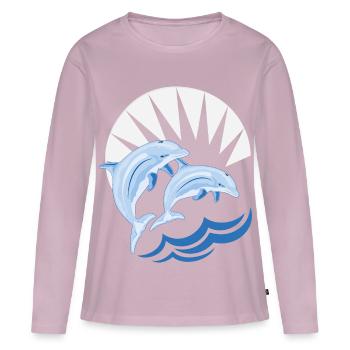 Delfine über den Wellen - Frauen Premium Bio Langarmshirt - Altrosa - Vorne - Julia (174cm)