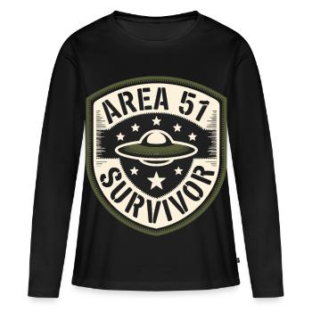 Drôle de survivant de la zone 51 Alien OVNI - T-shirt manches longues Premium bio Femme - noir - Devant - Julia (174cm)