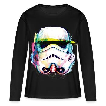 Star Wars Weißer Soldat Portrait Artsy-Look - Frauen Premium Bio Langarmshirt - Schwarz - Vorne - Julia (174cm)
