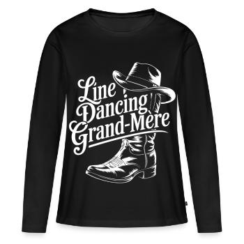 Line Dancing Grand-Mère - T-shirt manches longues Premium bio Femme - noir - Devant - Julia (174cm)