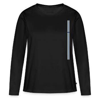 Rayures de style finlandais - T-shirt manches longues Premium bio Femme - noir - Devant - Julia (174cm)