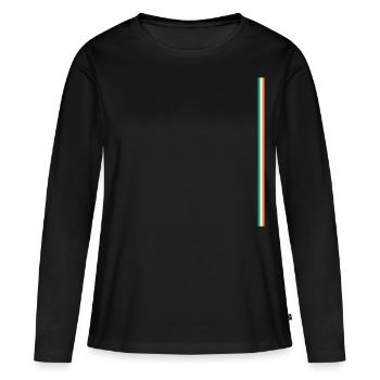 Ireland Flag Stye Stripes - Women's Premium Organic Long Sleeve Shirt - black - Front - Julia (174cm)